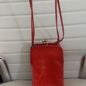 Elegant Red Leather Crossbody Bag